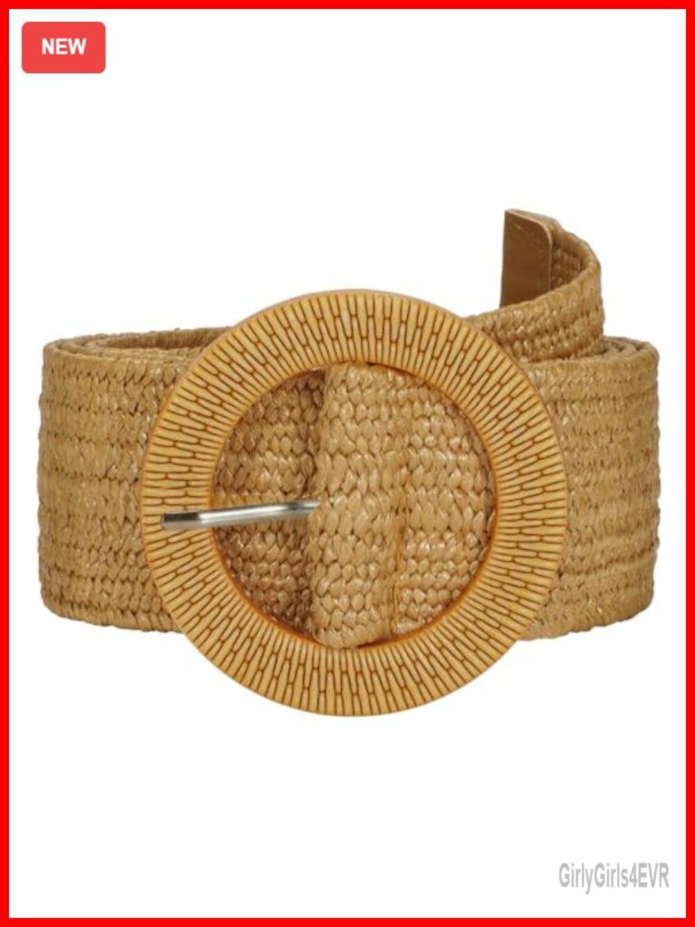 Wide Boho Braided Elastic Straw Belt with Round Buckle
